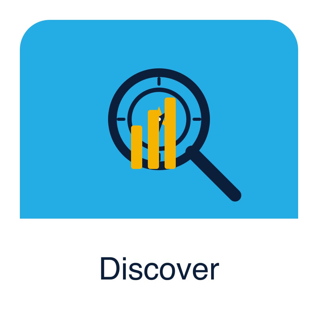 Magnifying glass over bar chart illustration.